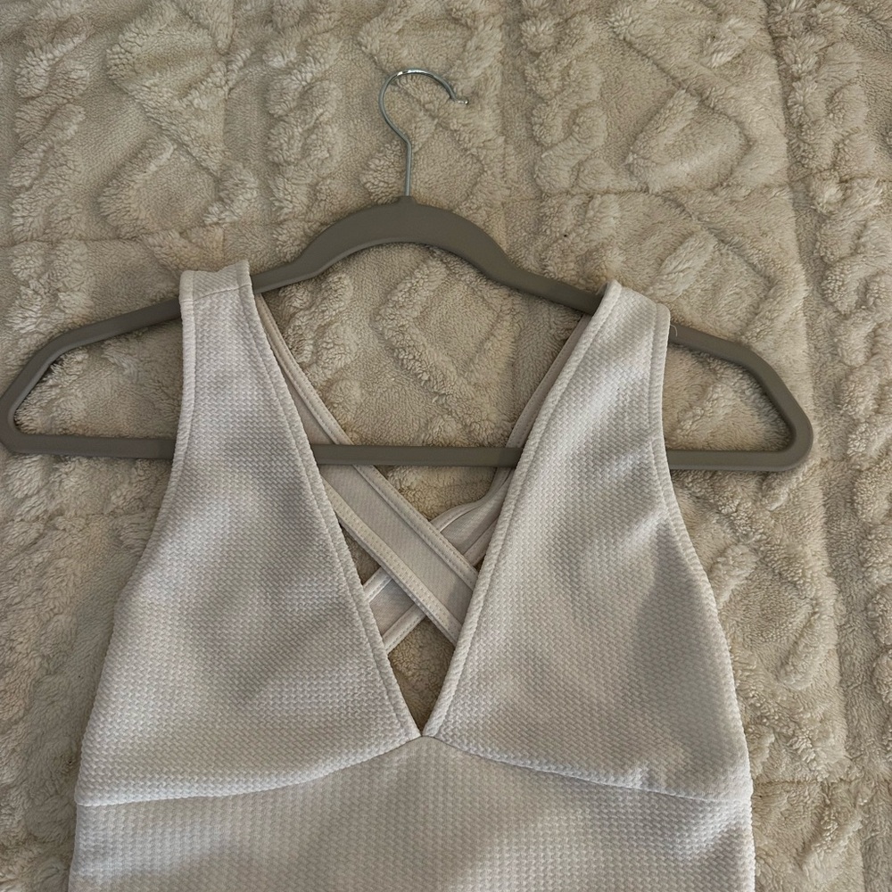 White Textured Sleeveless Top
